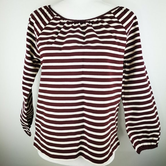 J. Crew Structured Stripe Keyhole Brown Blouse Size S - Picture 3 of 8